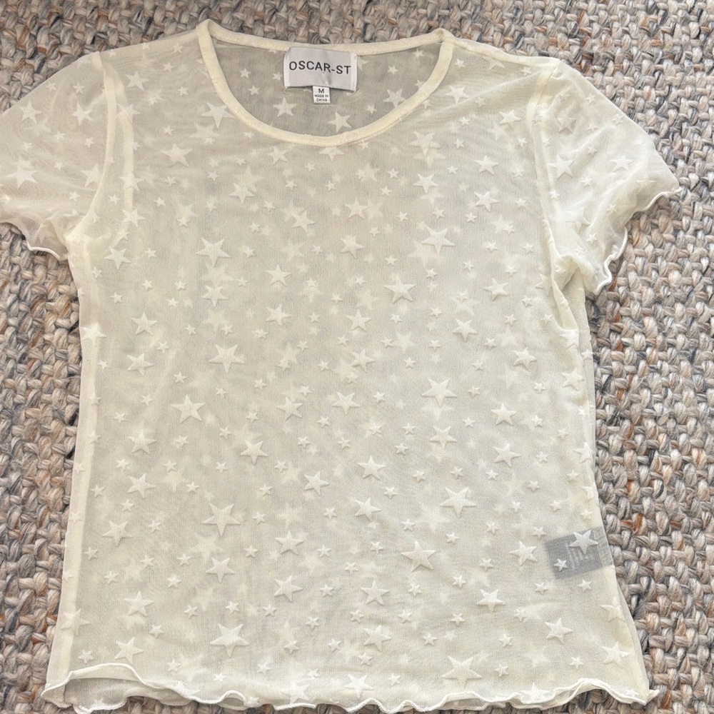 Oscar St Sheer Star Print Top- NWOT